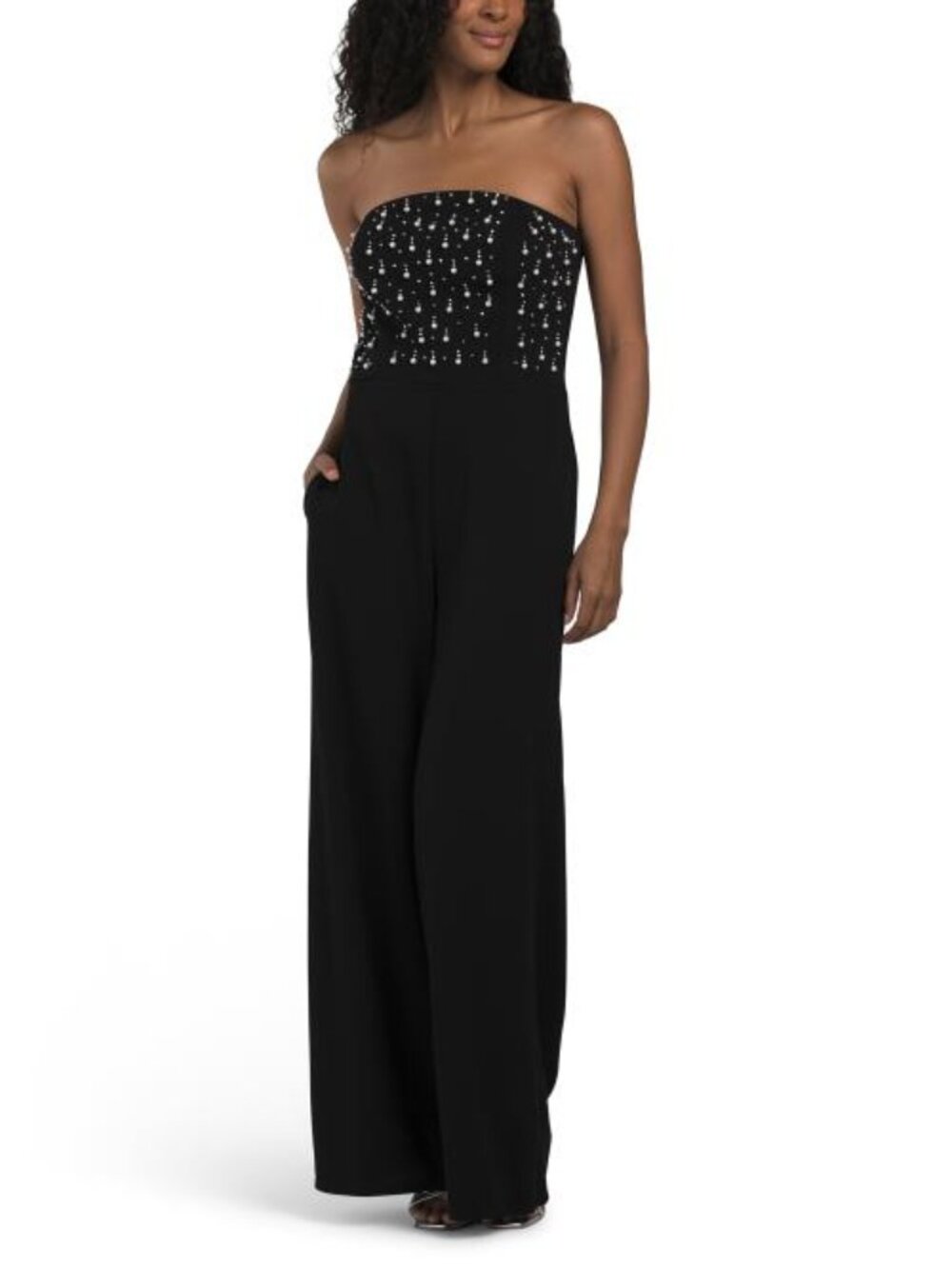 OLEG CASSINI Made In Usa Faux Pearl Jumpsuit